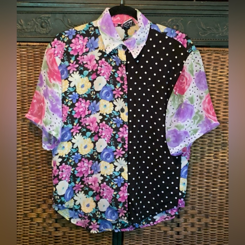Multi Pattern Rayon and Sheer XS Blouse